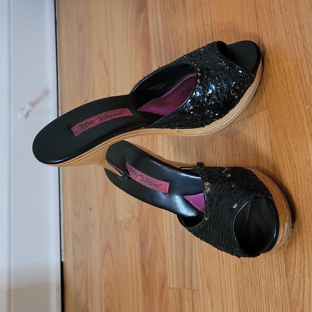 Black sequened Betsey Johnson Heels, AKA classic Pollys! Size 8, just resoled!